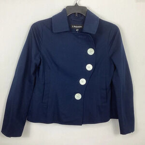 J. Peterman Curve Button Front Peacoat Size 4 Blue